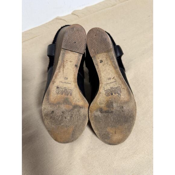 MM6 Margiela Boots Womens Size 40 Black Wedge Fur Ankle Made In Italy - Picture 12 of 13